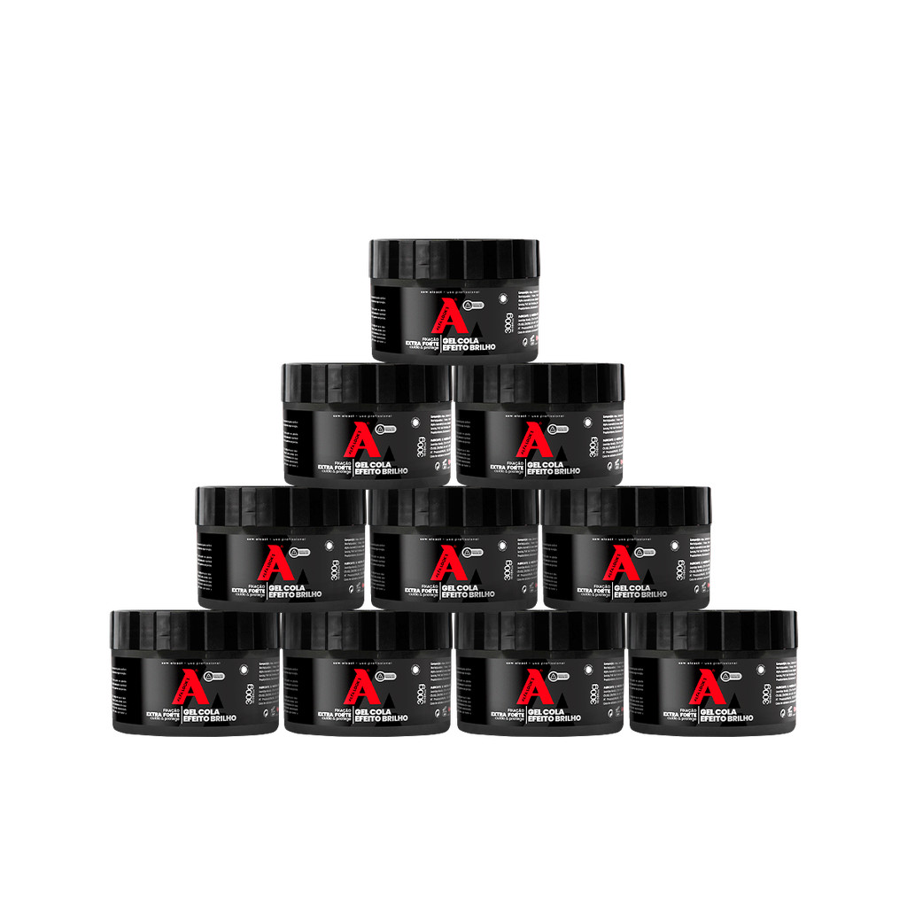 GEL COLA 300G ALFA LOOKS INCOLOR BRILHO FIXAÇÃO EXTRAFORTE - 10 UNIDADES