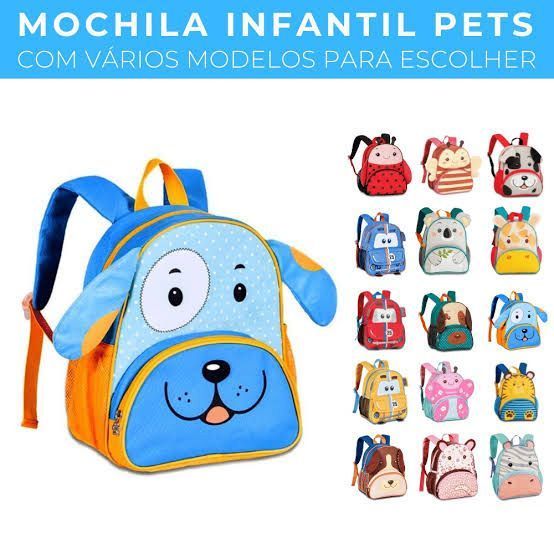 Mochila Escolar Infantil Bichinhos Zoo Carros Pets Passeios Pronta Entrega