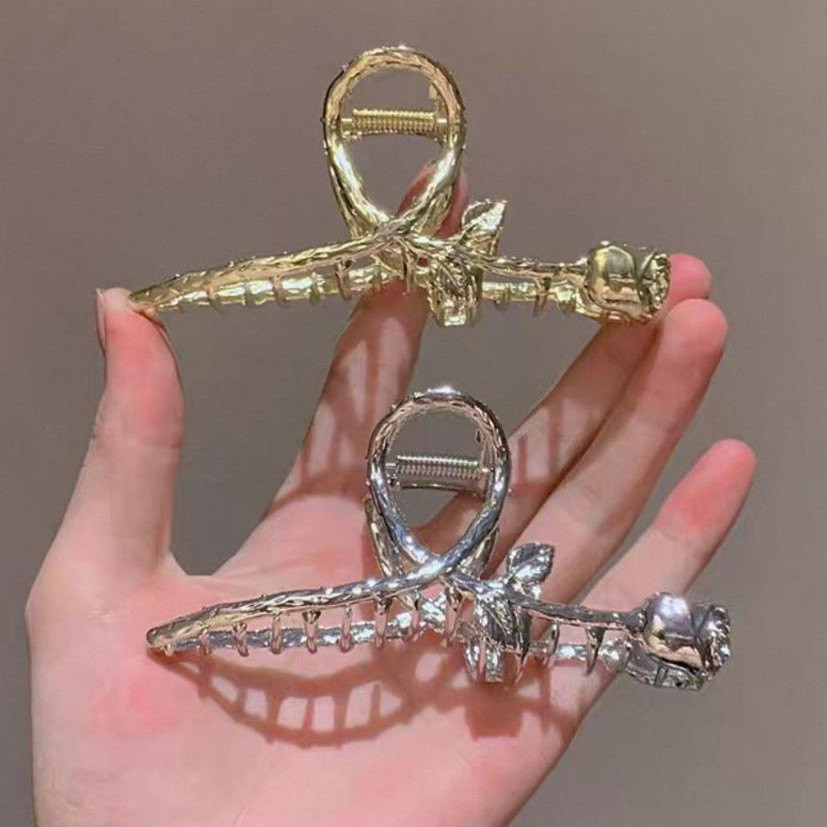 Presilha Piranha Metal Grande 11cm – Prendedor Forte para Cabelo Grosso, Vintage Elegante