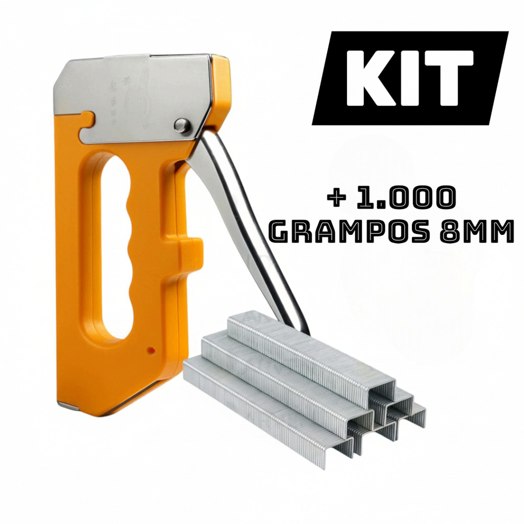 Grampeador Tapeceiro +1000 grampos ALTA PRESSÃO PROFISSIONAL Manual Aceita 4mm 6mm 8mm