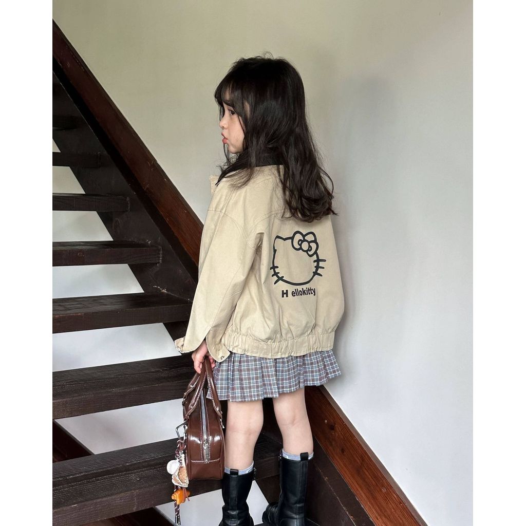 Jaqueta infantil menina estilo coreano casual - casaco leve gola dobrável fashion primavera outono