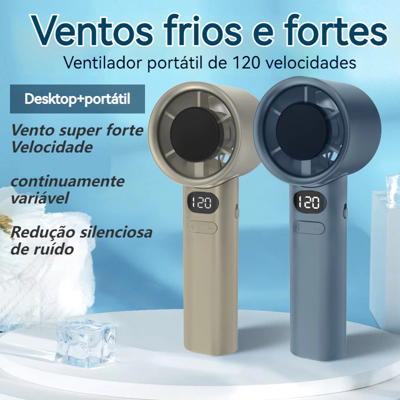 Ventilador Compacto Portátil 120 Velocidades Display Digital
