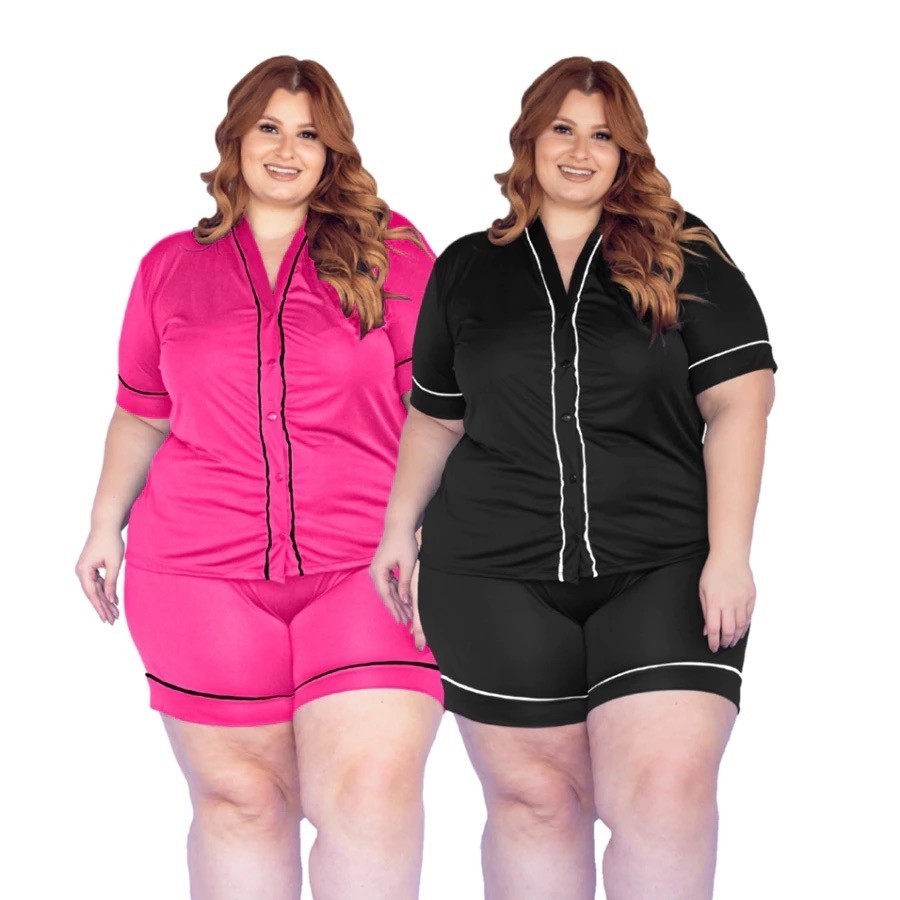 Kit 2 Pijama Americano Plus Size Manga curta