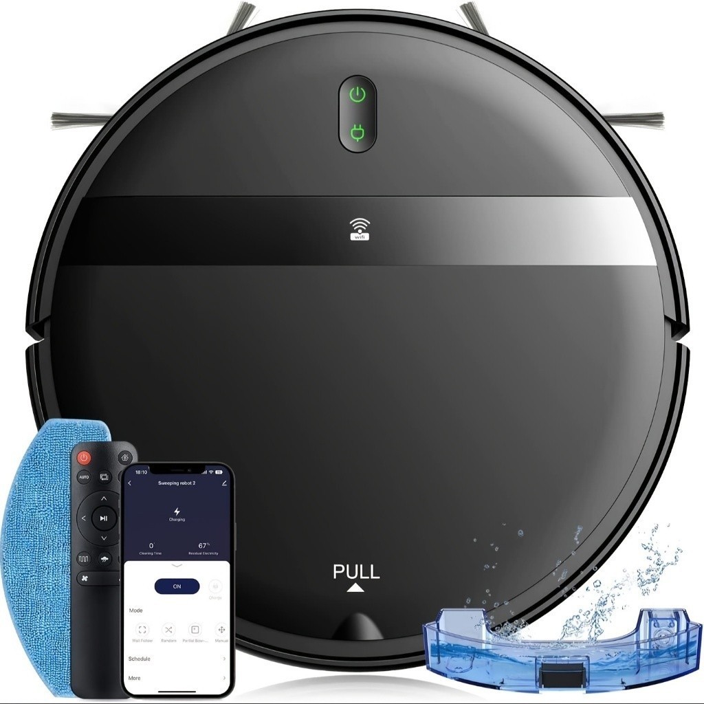 Robô Aspirador Limpeza Automática, Varre, Aspira e Passa Pano, Ideal Para Casa, Controle Inteligente e Bateria Duradoura