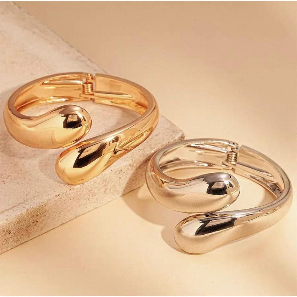 Pulseira Feminina Gota Brilhante – Dourado/Prata – Acessório de Luxo
