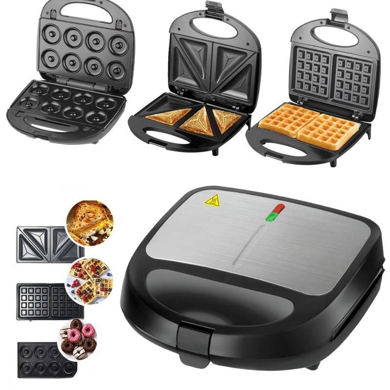 3 Em 1 Portátil Sanduicheiras Waffle Donuts Fast Antiaderente 110V/220V