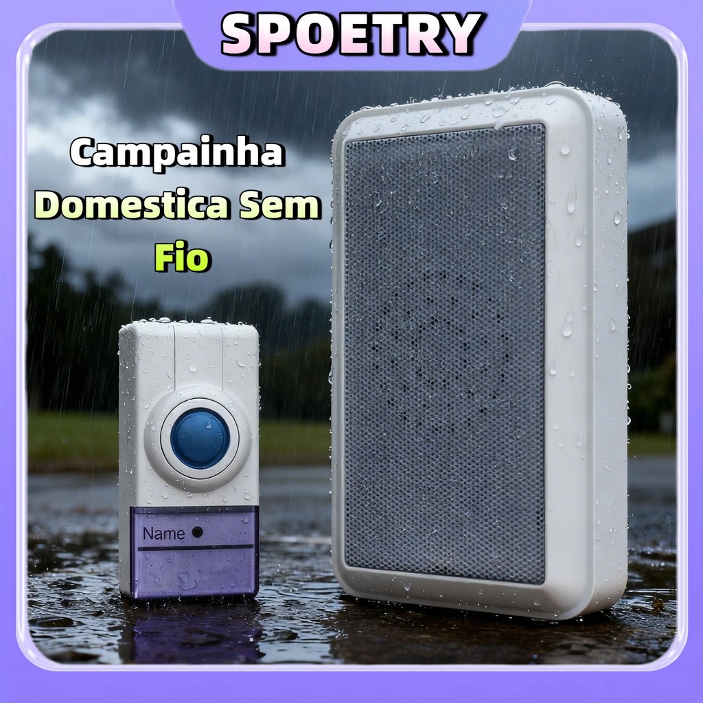 Campainha Sem Fio Bivolt A Prova D'água Longo Alcance 350m Residencial Comercial NOVIDADE 8 Toques