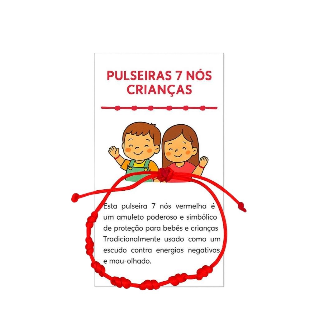 Pulseiras 7 Nós Vermelha criança Infantil Amuleto de Proteção Cabalística