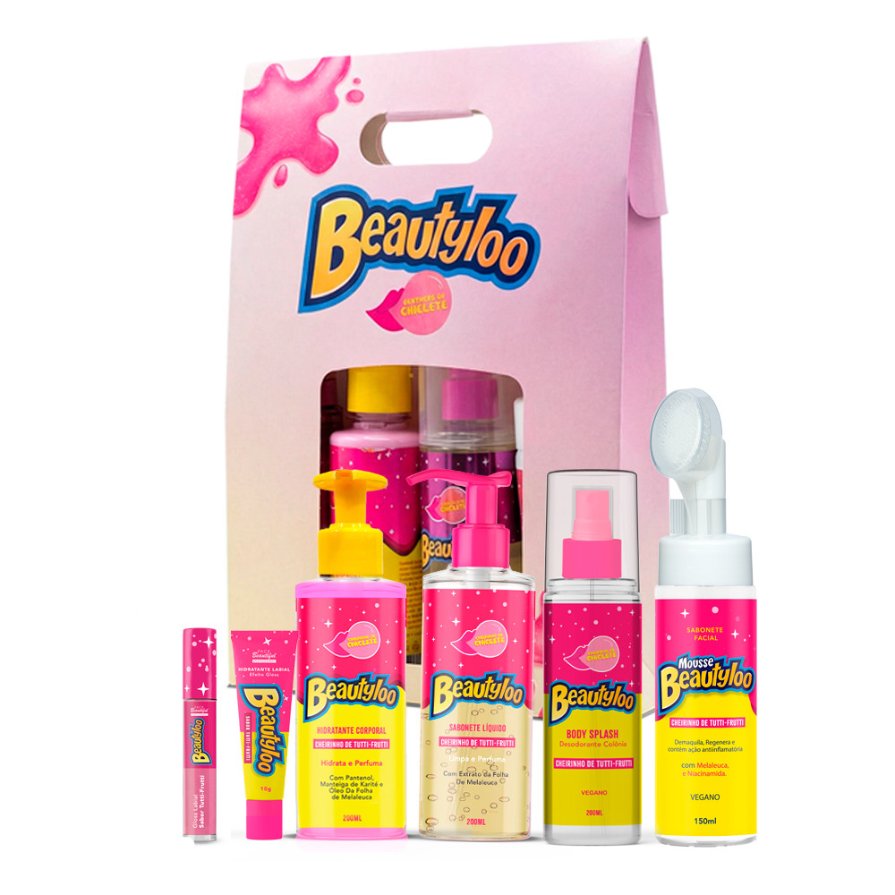 Kit Combo Skincare e Banho Para Presente Com Gloss Beautyloo Face Beautyloo