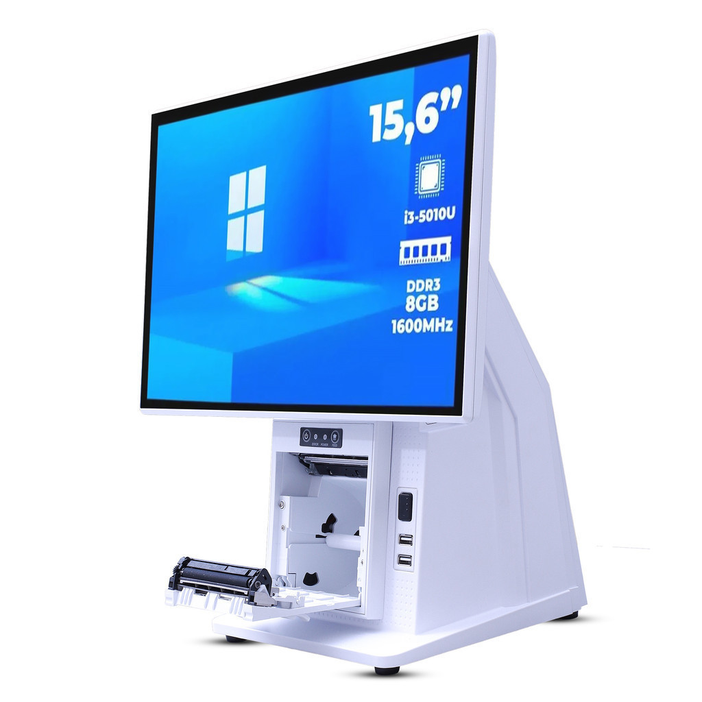 PDV Compacto Terminal De Vendas PC Touch All In One Tela 15,6 Polegadas Intel I5-5200U 8GB RAM 256GB SSD Win 10 USB VGA