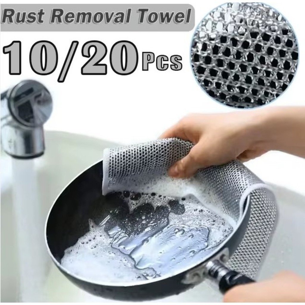 GUIANA 5/10Pcs Pano De Limpeza De Arame Metálico Malha Não Oleosa Fogão De Cozinha Prato & Panelas Em Vez De