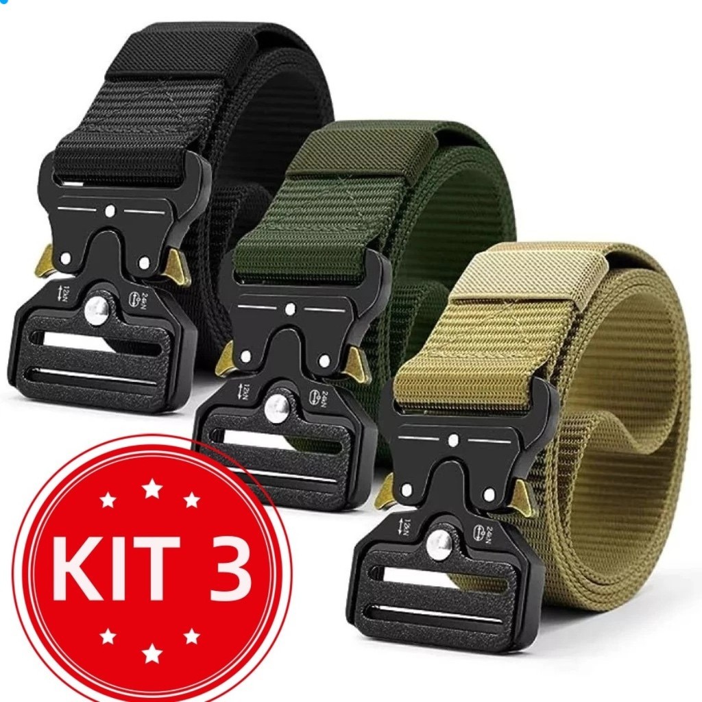 Kit 1-3 Cinto Tatico Militar Masculino Largo Em Nylon Fivela Engate Rápido Ajustável Moda esportivo