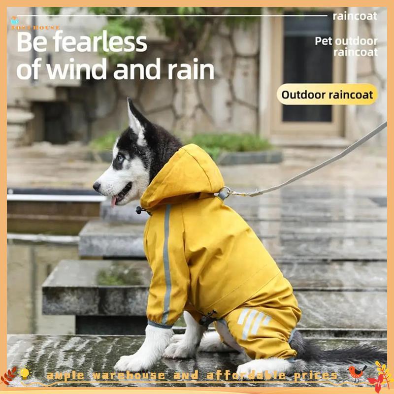 Capa De Chuva Para Cães , À Prova D'água Animais De Estimação Com Capuz , Leve , Jaqueta Roupas De 4 Pernas