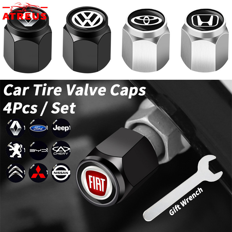 [Atreus] 4Pcs Carro Válvulas De Pneus De Liga Tampas Da Válvula Do Pneu Fiat Volkswagen Tampas De Válvulas Acessórios