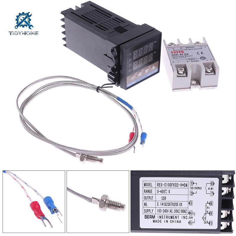 Controlador De Temperatura FFBR 100-240VAC PID REX-C100 SSR-40A Termopar Quente