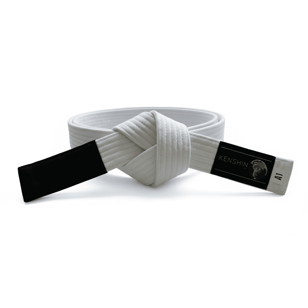 Faixa Jiu-Jitsu Kenshin Adulto Tradicional C/ Ponta Preta – 100% Algodão Premium