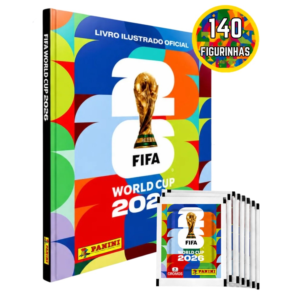 Album Capa Dura + 35/70/140 Figurinhas Copa Do Mundo Fifa 2026 Oficial