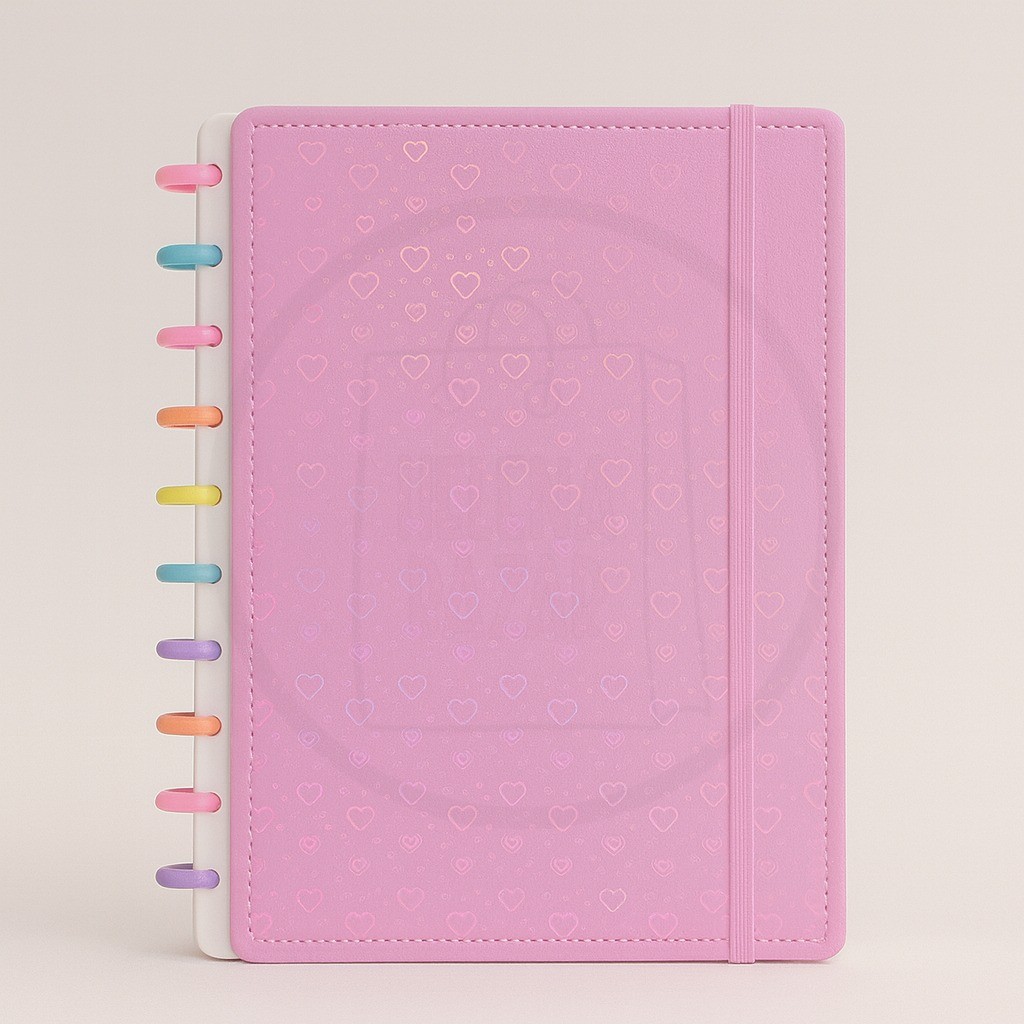 Caderno A4 com 11 discos e  80 folhas Capa Dura - Versátil Estampada Coração