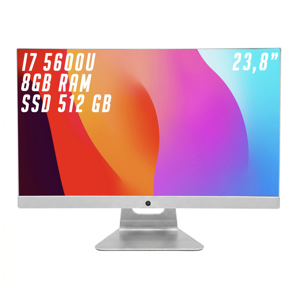 Computador All In One I7-5600U Tela 23.8" 8GB Ram 512SSD 1080 Full HD Bluetooth Wi-Fi Som Integrado HDMI VGA USB