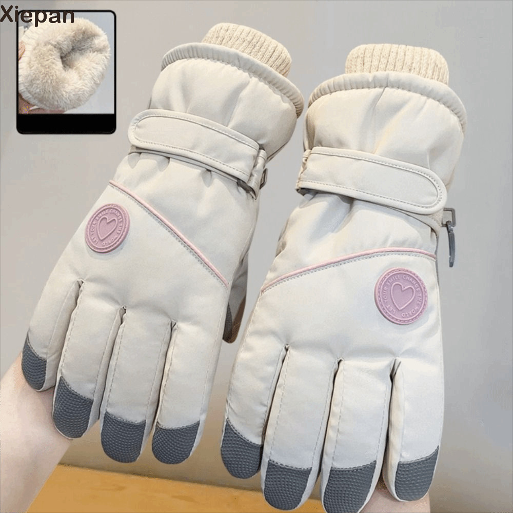 XIEPAN Luvas De Pelúcia Femininas,Esqui Impermeáveis Para Snowboard Com Tela Sensível Ao Toque Neve Quentes De Inverno