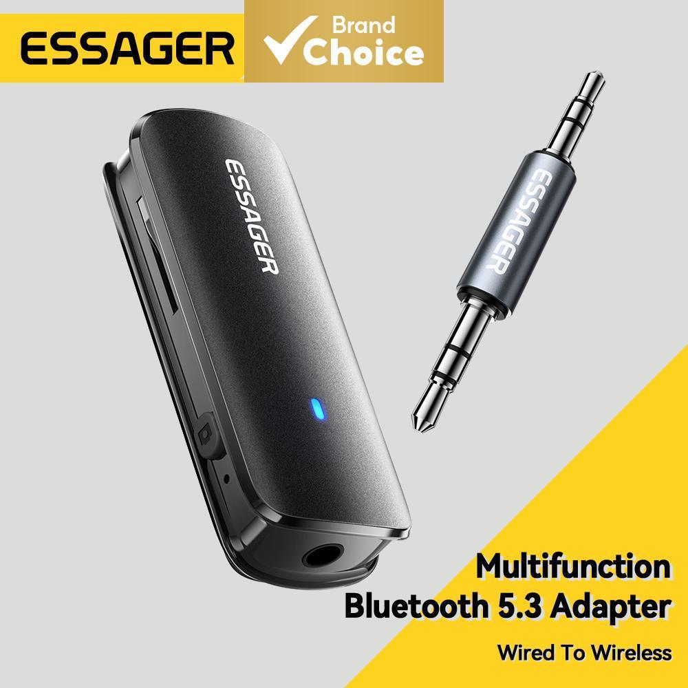  Essager Adaptador Bluetooth Multifuncional 5.3 Tipo-C Cabo de Áudio 3.5mm Slot para Cartão TF Suporte MP3/WAV com OMTP