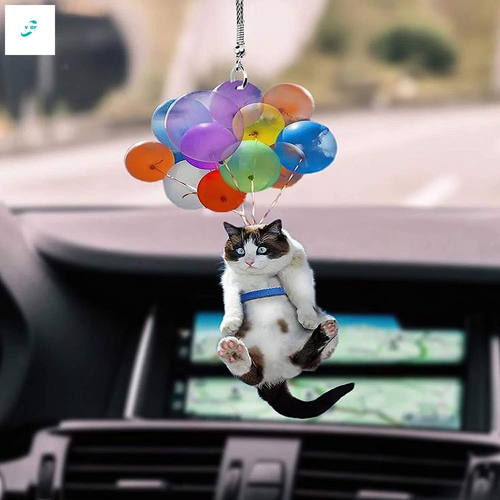 Ornamento De Suspensão De Carro De Gato Com Balão Colorido Decoração De Interiores