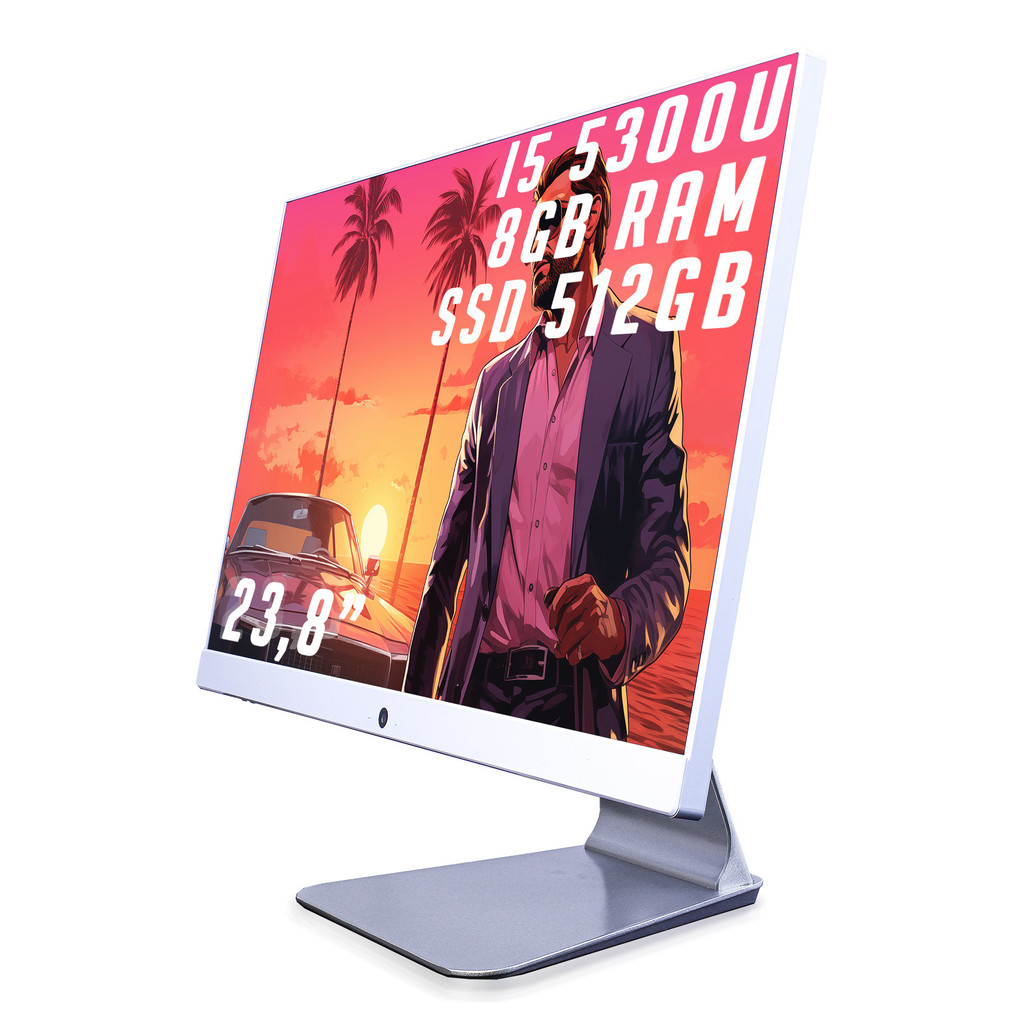 Computador All In One I5-5300U Tela 23.8" 8GB Ram 512SSD 1080 Full HD Bluetooth Wi-Fi Som Integrado HDMI VGA USB