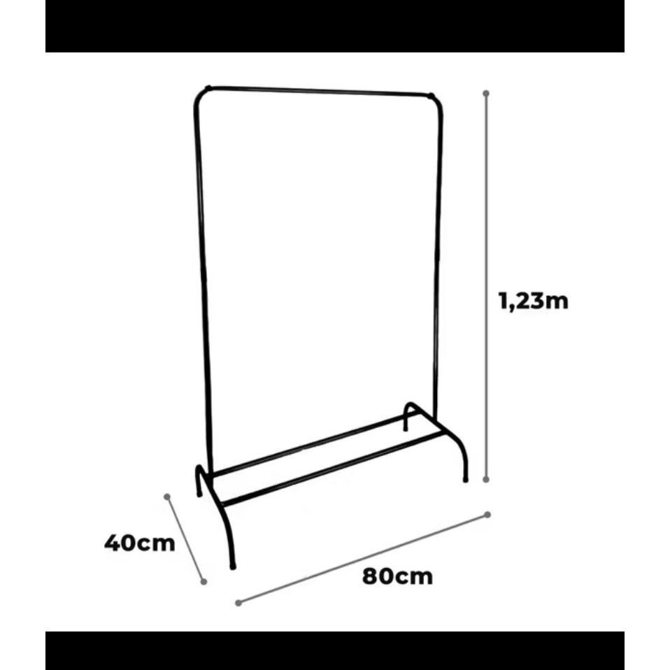 Arara de Roupas Resistente Cabideiro Aço Organizador Closet Portátil Quarto
