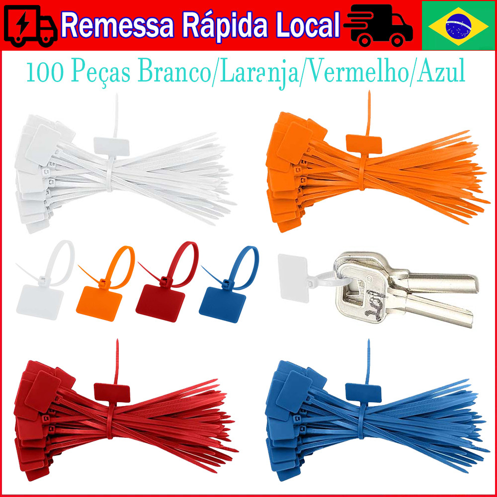 Estável 100 Peças Abraçadeiras De Cabo Fita Adesiva Marcador De Malha De Arame Etiquetas De Auto-Travamento Nylon