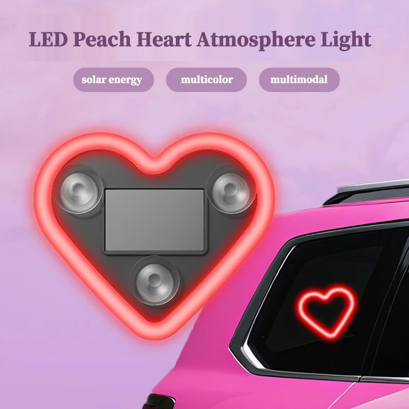 Novo Carro solar Triângulo Janela Em Forma De Coração Luz Emissora Atmosfera interior Fiação Livre LED ligh