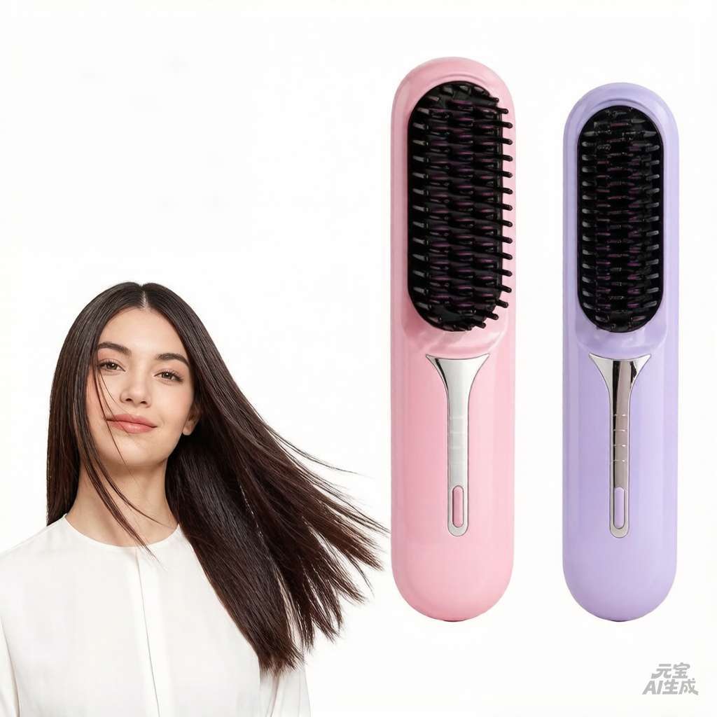 Alisador Cabelo Escova Portátil Viagem Penteador USB Rolo Liso Uso