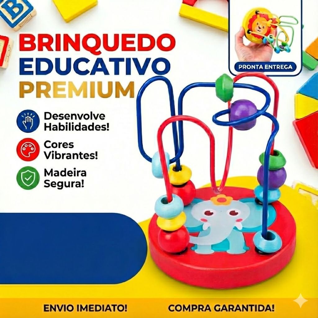 Brinquedo Montessori Madeira Educativo - Aramado Interativo para Bebês