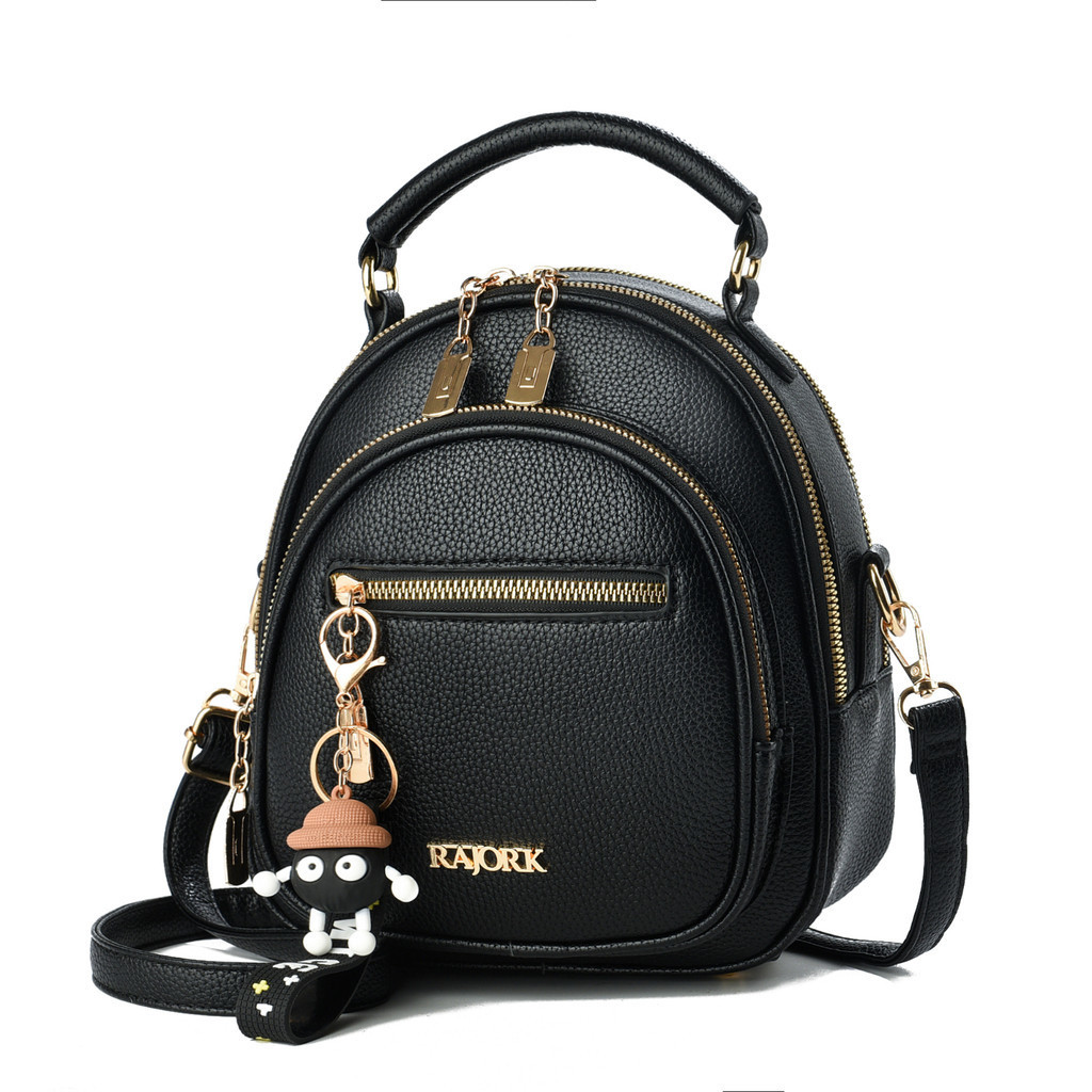 Mochila Feminina De Couro Pu Pequeno Com Chaveiro E Alça Ajustável De Ombro Dobrável Rajork