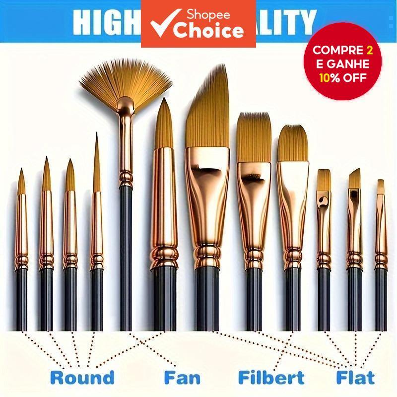 Conjunto De Pincéis Artísticos Profissionais , Pintura A Óleo Acrílica Premium , 12 Peças Para Estudantes , Pintores , P