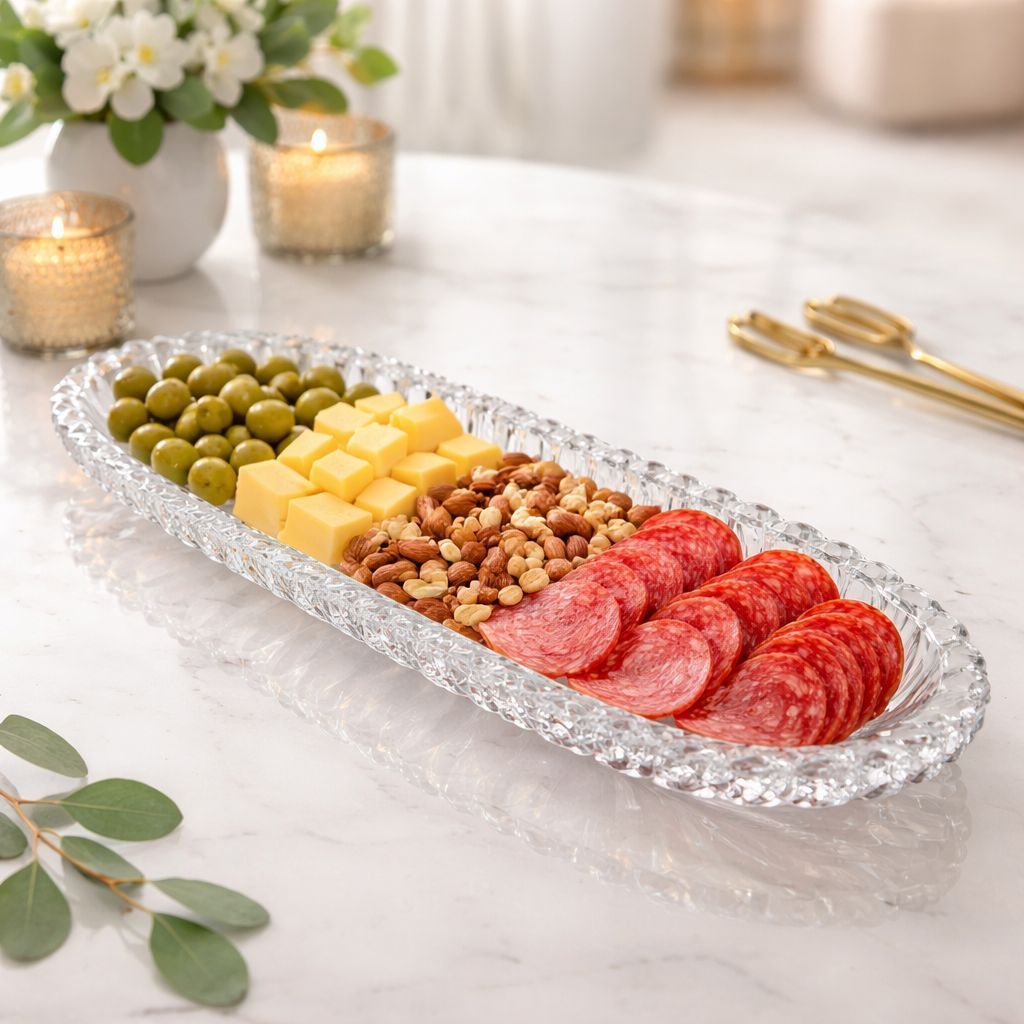 Travessa de Vidro Bandeja Para Petiscos Frios e Decorativa