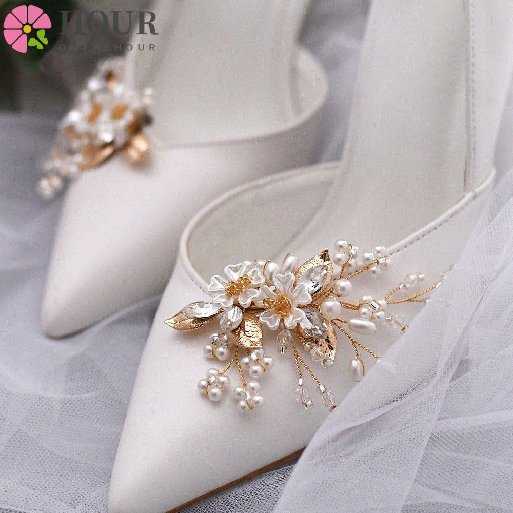 HOUR 2PCS (1 Pares) Rhinestone Shoe Clip Brilhante Sapatos De Festa De Casamento Acessórios Noiva Crystal Flower