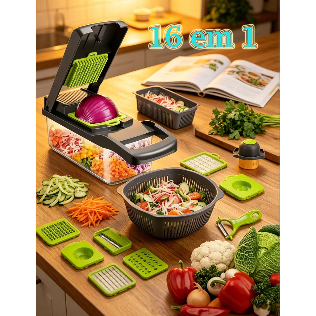 Cortador Multifuncional Fatiador De Verduras/frutas/legumes 16 em 1 ajudante de cozinha