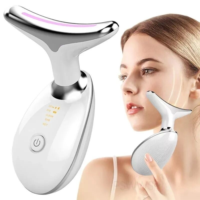 Massageador De Pescoço e Rosto LED Vibração Fototerapia Para Rejuvenescer Firmeza Anti-Rugas novo nova