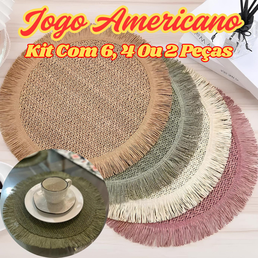 Jogo Americano Descanso De Mesa Jantar Flexível Kit Com 6 4 Ou 2 Peças 38Cm Elegante E Rústico