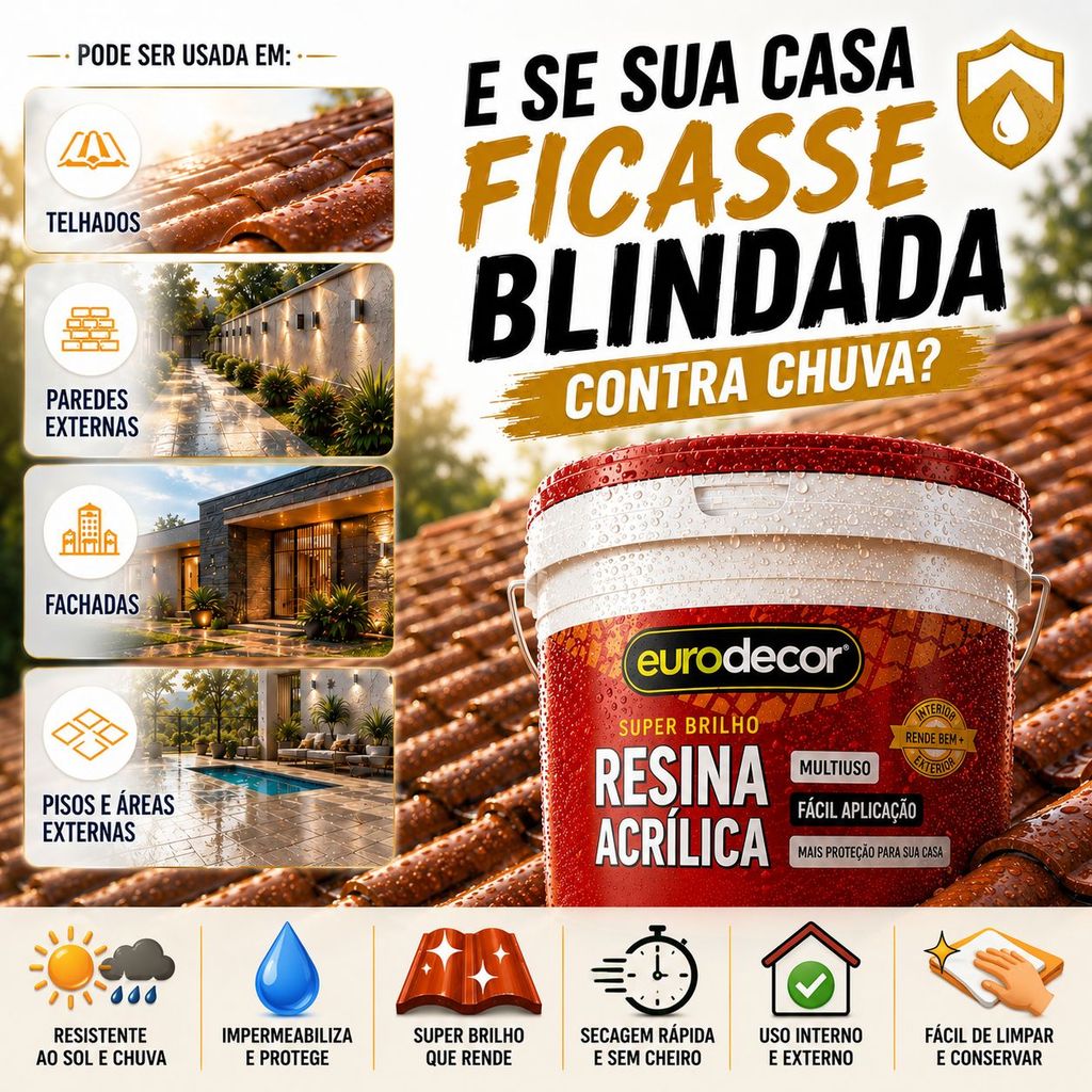 Resina Acrílica Eurodecor Base Água Brilhante Ou Acetinada 1L e 3,6L