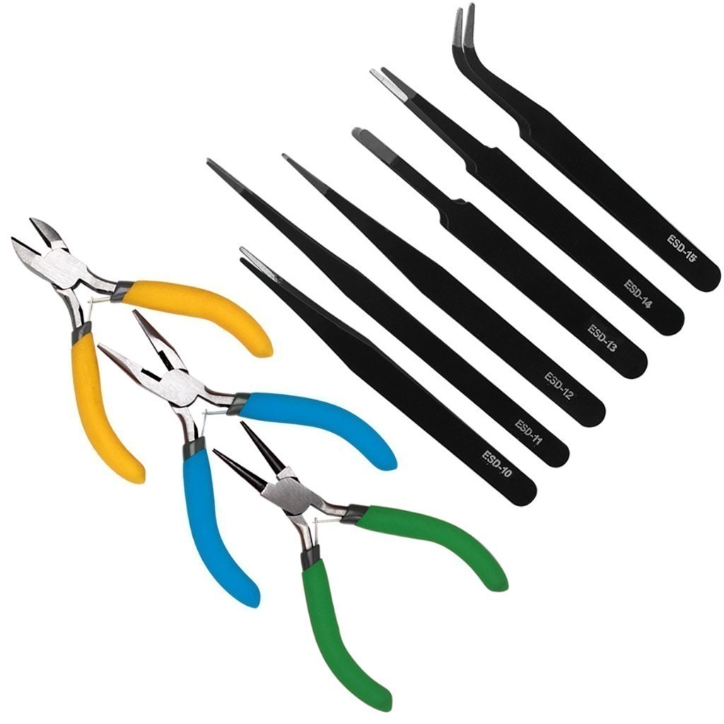 Kit Alicates Corte Bico + Pinças Precisão