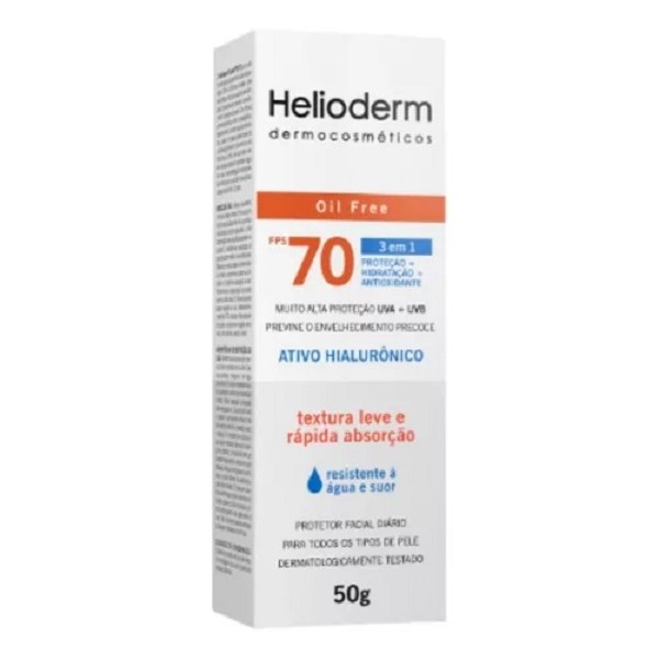 Protetor Facial FPS 70 Oil Free 50g 3 Em 1- Helioderm