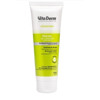 Peeling de Laranja Vitaderm 100g •Esfoliante Físico com Esferas de Bambu •Facial, Corporal e Capilar