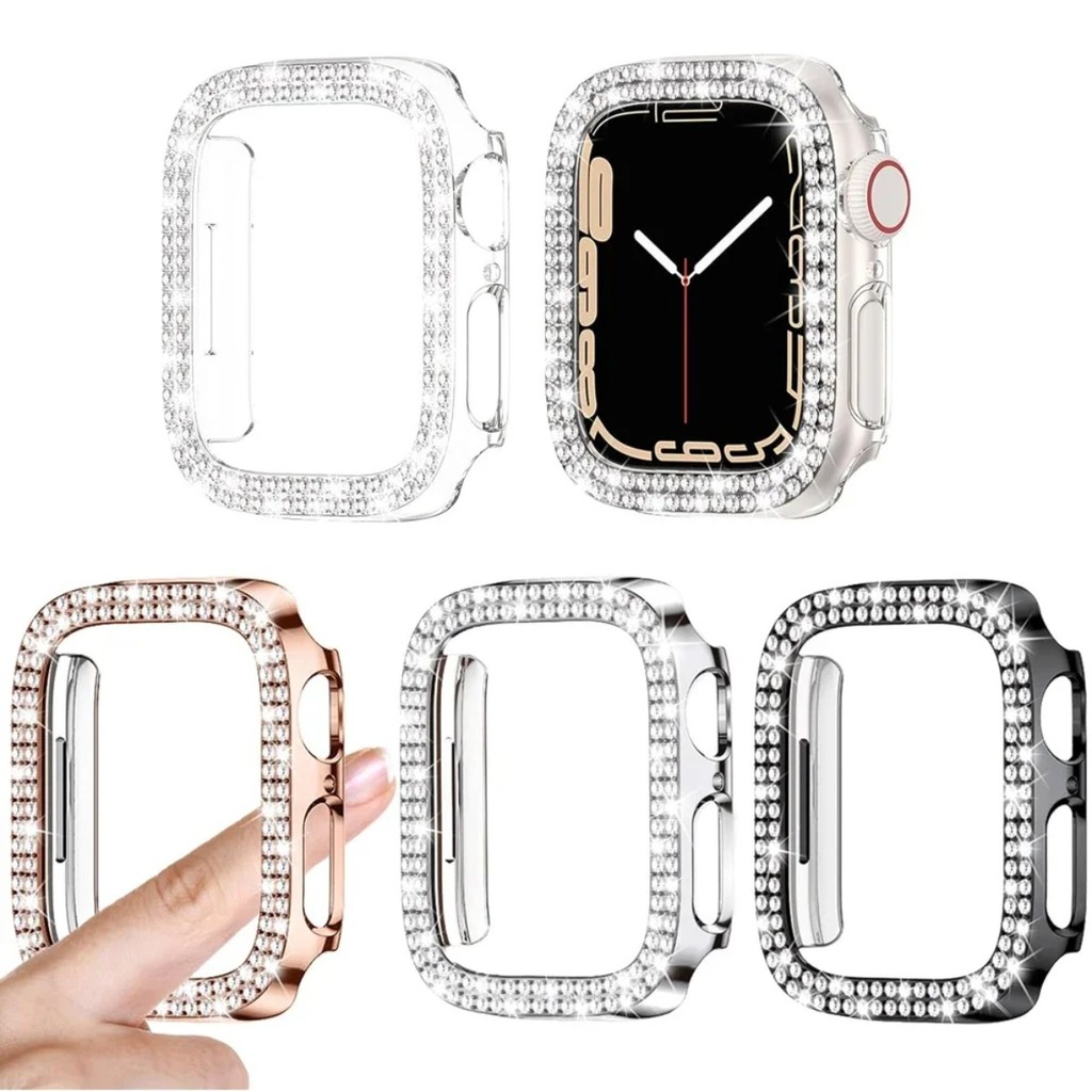 Capa Strass Brilhante Pulseira Relogio Smartwatch Apple Watch Series 7 8 9 10 38 40 41 42 44 45 46 49mm