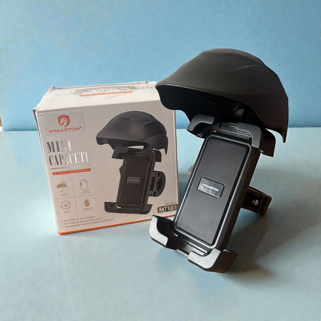 Suporte Celular Capacete Motocicleta Bike De Guidão Retrovisor Proteção Chuva e Sol Prendedor Firme