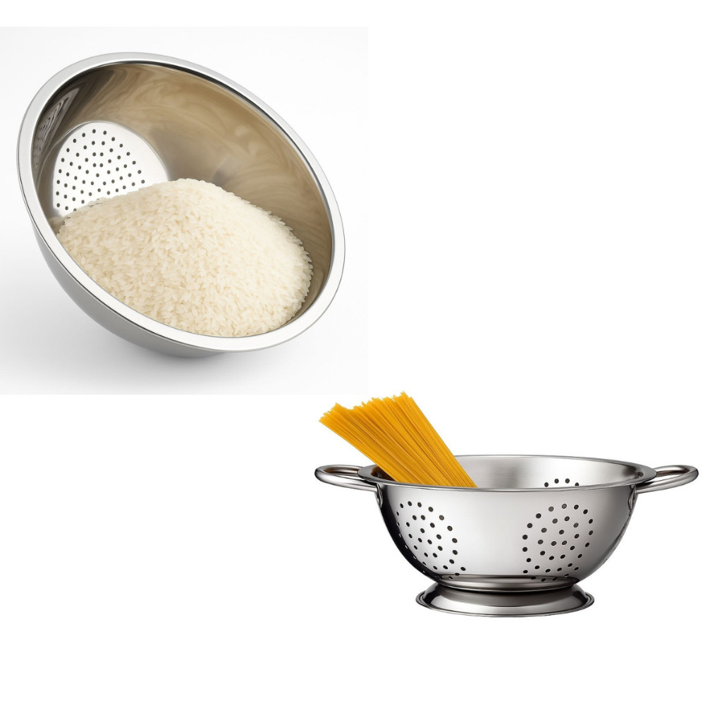Kit Escorredor De Macarrão Aço Inox 24cm - Escorredor de Arroz Aço