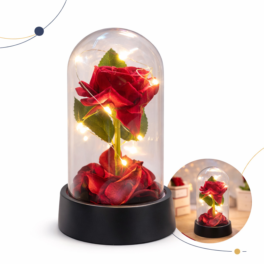 Luminária Rosa Eterna Pétalas Decorativas Romântica Presente