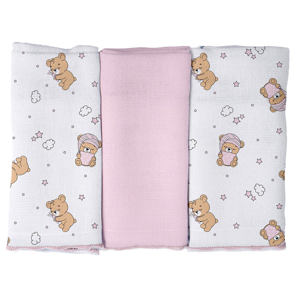 Pano de Boca para Bebê 3 unidades Pixuxu 34cm x 34cm