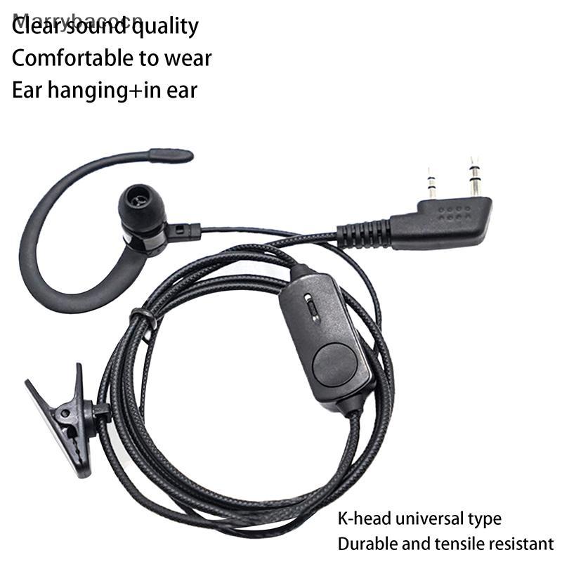[MAR] Orelha Gancho Fone De Ouvido Para BF760 BF996 Walkie Talkie Microfone K-Plug Com Rádio Amador Bidirecional Fio COD