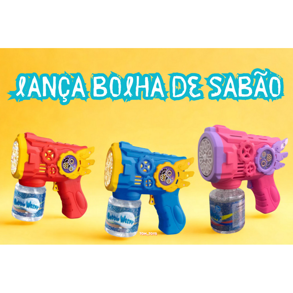 Brinquedo Maquina Automática Lança Bolha De Sabão Colorido Infantil Rosa Azul E Vermelho 50ML ou bolha de sabao